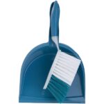 Dust Pan & Brush Set, Blue Plastic
