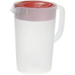 Rubbermaid Frosted Plastic Pitcher with Red Lid, 1 Gal.