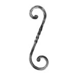 Wrought Iron S-Scroll With Hammered Grooved Twist 14-1/2" x 4-5/16"
