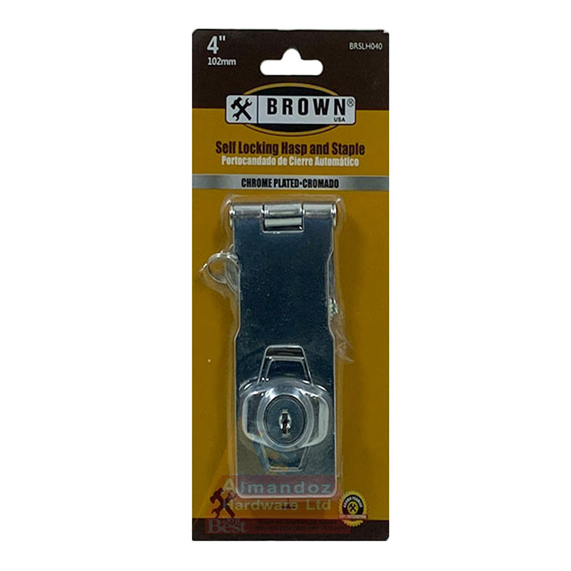 638110010857UI.jpg Brown 4 Inch Self Lock Hasp/Staple - Image 1