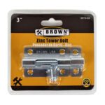 Brown USA 3 Inch Zinc Tower Bolt