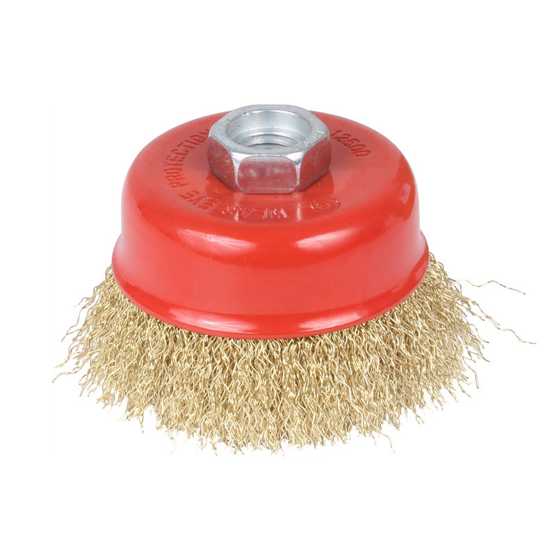 638110128019.jpg Brown Crimped Wire Cup Brush 3" - Image 1