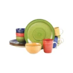 Gibson Home Color Vibes Assorted Color Stoneware Dinnerware Set 12-Piece