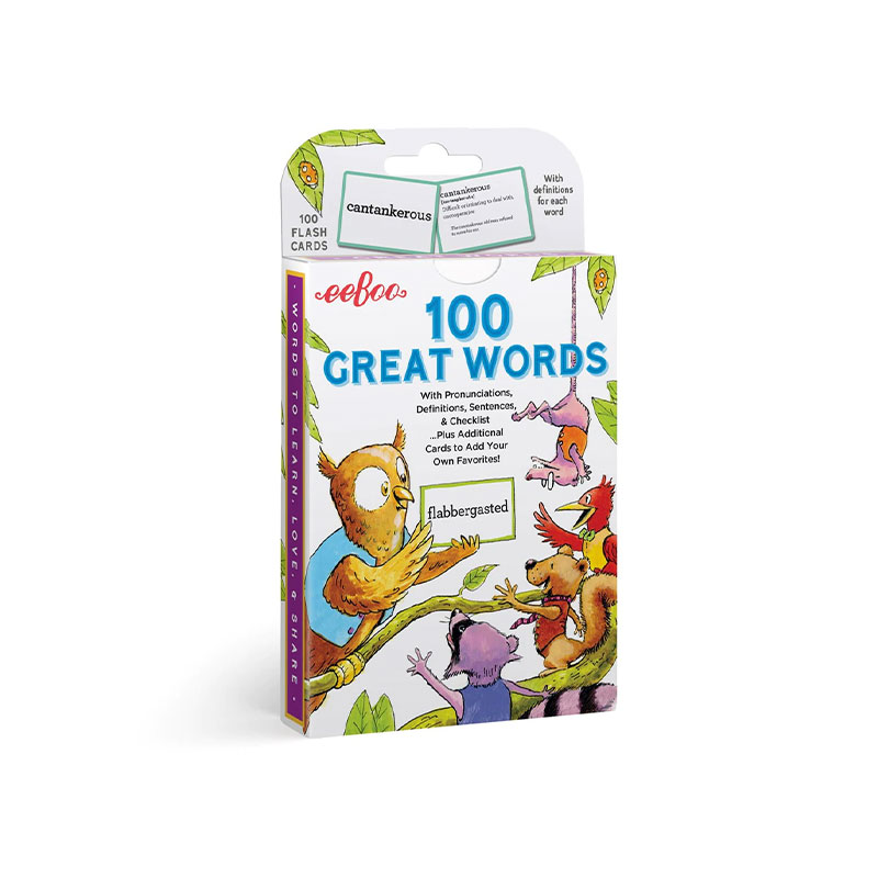 689196507045.jpg Eeboo 100 Great Words Vocabulary Flash Cards - Image 1