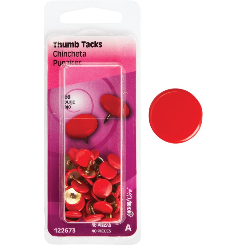 723596.jpg Hillman Anchor Wire Red Thumb Tack (40 Ct.) - Image 1