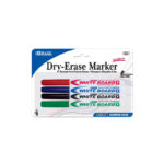 Bazic Fine Tip Assorted Color Dry Erase Marker 4Pk