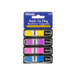 Bazic 0.5 x 1.7 Inch Neon Stick On Flags/Dispenser 30 Count 4Pk