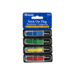 Bazic 0.5 x 1.7 Inch Neon Stick On Flag /Arrow/Dispenser 25 Count 4Pk