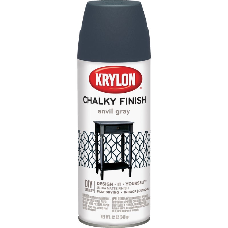 771275.jpg Krylon CHALKY FINISH 12 Oz. Chalk Spray Paint, Anvil Gray - Image 1