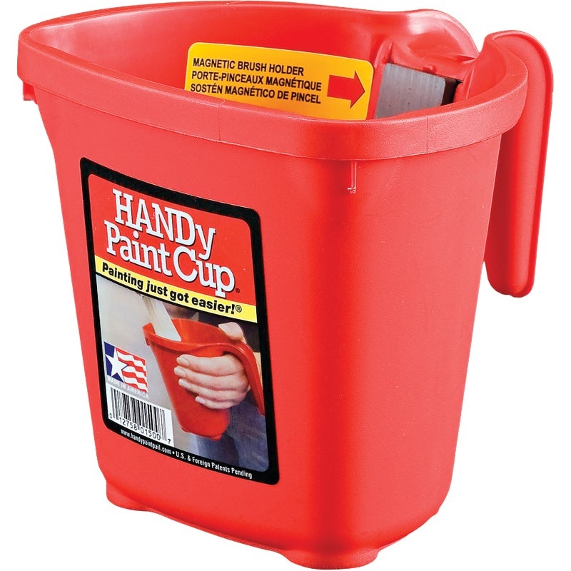 772790.jpg HANDy Paint Cup 1 Pt. Red Painter's Bucket with Hand Rest and Magnetic Brush Holder - Image 1