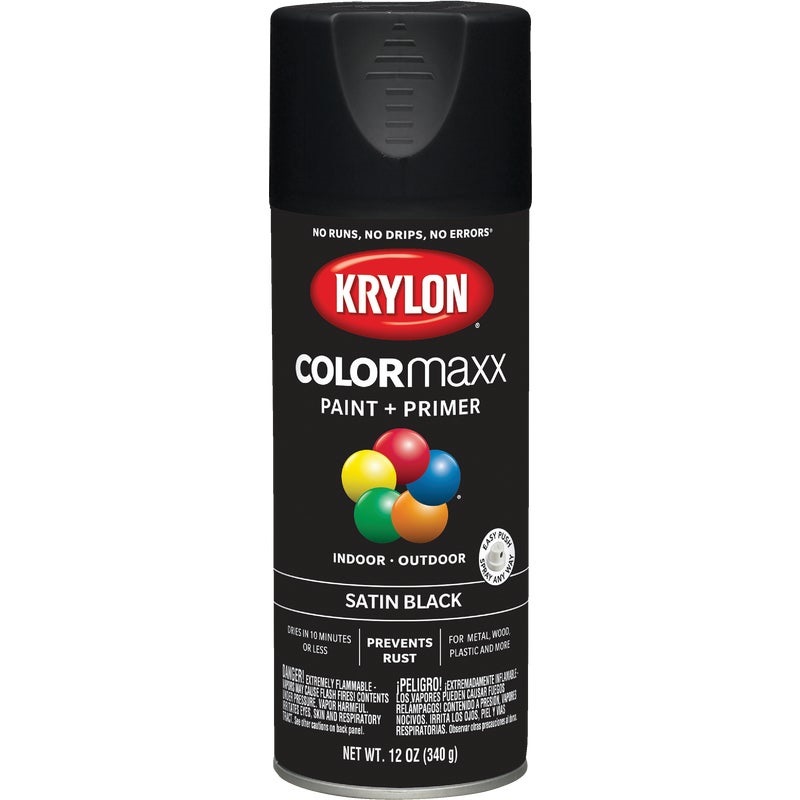 774057.jpg Krylon ColorMaxx12 Oz. Satin Spray Paint, Black - Image 1