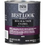 Best Look Oil-Based Alkyd Gloss Exterior House & Trim Enamel Paint, White, 1 Qt.