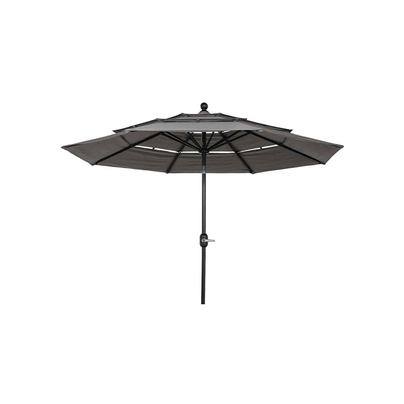 800181.jpg Outdoor Expressions 9 Foot 3-Tier Tilt/Crank Smoke Gray Patio Umbrella - Image 1