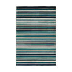 Backyard Bungalow Santee Blues 6 Ft. 7" x 9 Ft. 6" Stripe Plush Outdoor Rug