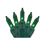 J Hofert Mini Incandescent String Light Set with Green Wire Green 50 Bulb