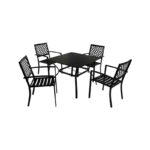 Outdoor Expressions 5 Piece Black Slat Dining Set