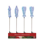 Alpine 34" LED Solar Iridescent St Francis/Mary/Angel Holiday Garden Stake
