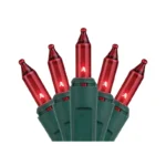 J Hofert Red Mini Incandescent String Light Set with Green Wire 100 Bulb