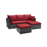 Outdoor Expressions Loft Red Wicker Sofa