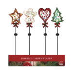 Alpine LED Solar Classic Christmas Icons Holiday Garden Stake 36"
