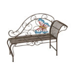 Alpine 56 Inch Metal Butterfly Garden Chaise Lounge
