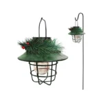 Alpine LED Solar Metal Shepherd's Hook Green Lantern 36"