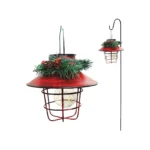 Alpine LED Solar Metal Shepherd's Hook Red Lantern 36"