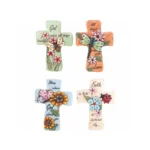 Alpine Cement Cross Stone with Inspirational Words 11"