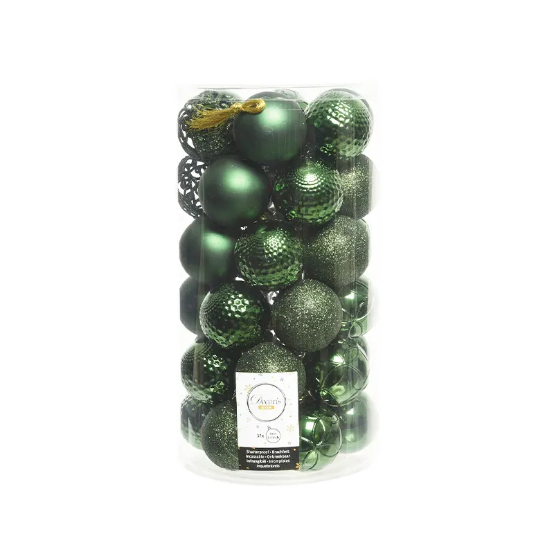 906744 Decoris Shatterproof Pine Green Bauble Christmas Ornament 37 Pack 2.4" - Image 1