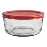 Classic Round Glass Food Storage with Cherry Lid, 4 Cup