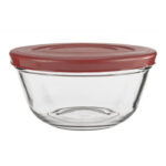 Glass Food Prep Mixing Bowl with Cherry Lid, 2.5 Quart
