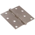 Hardware Essentials Square Corner Door Hinge Satin Nickel (4")