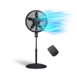 18" Oscillating Remote Control Pedestal Fan Black