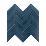 Emser Edge 12x12 Inch Navy Glossy Glass Herringbone Patterned Wall Tile
